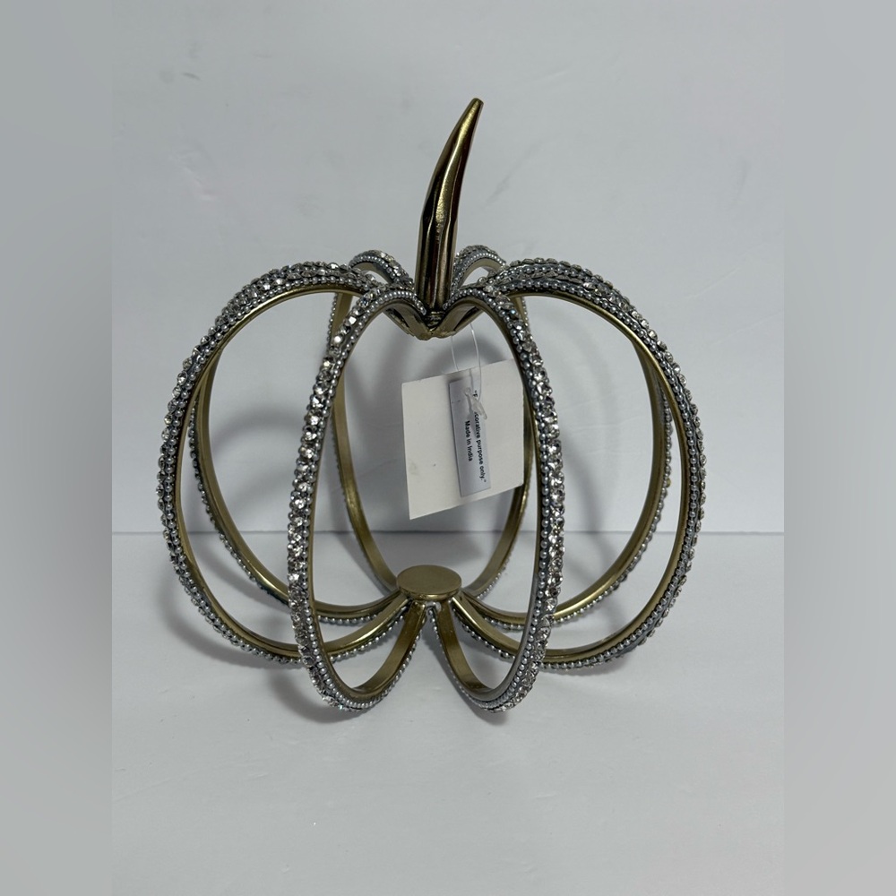 Bedazzled Silver & Gold Openwork Pumpkin With Rhinestones - NWT